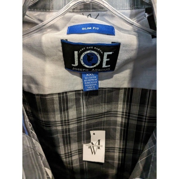 Nwt‎ SLIM FIT Joseph Abboud Men's Shirt Size 2XL Gray check plaid Button Up XXL - Picture 3 of 4